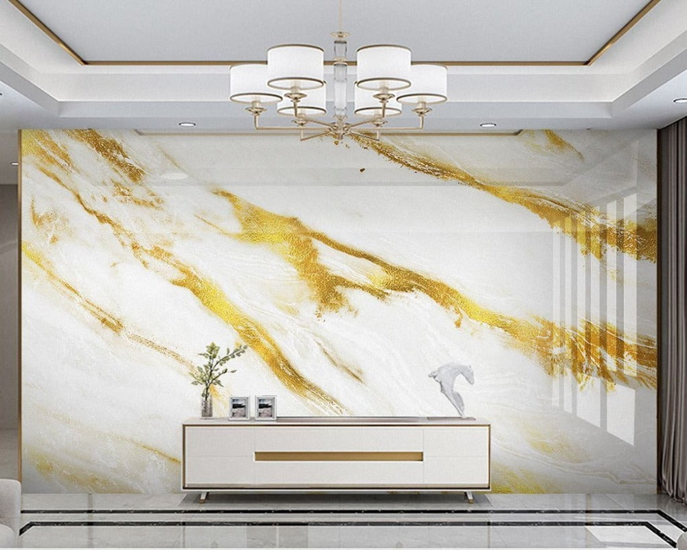3D Wallpaper Golden Marble
